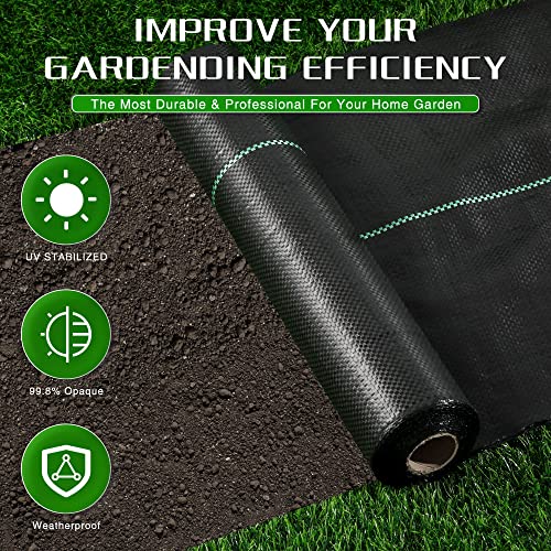 Weed Barrier Landscape Fabric Heavy Duty, 1.3FT x 50FT Thicken Garden Fabric Weed Mats, Weed Control Garden Cloth, Woven Geotextile Fabric for Garden Beds, Underlayment, Commercial Driveway - color: 1.3X50FT