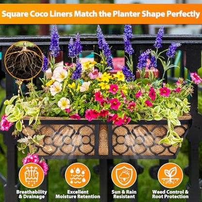 Legigo 2 Pack Rectangle Coco Liners for Planters- 48 Inch Window Box Liners - size: 48 Inch