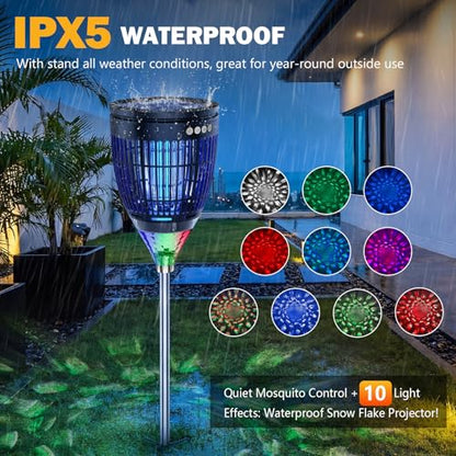 All‑in‑1 Solar Bug Zapper Outdoor, Electric Mosquito Killer Insect Trap - color: Black