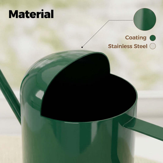 Bamworld Small Watering Can Indoor Outdoor Plant Metal Stainless Steel Long Spoutt Flowers Watering Cans for House Garden Plants 10OZ Watering Bottle Cute Stylish Gardening Decoration(Deep Green) - color: Deep Green