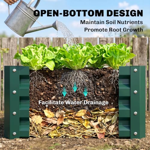 Outsunny 2 Piece 2' x 2' x 1' Galvanized Raised Garden Bed, Green - color: Green