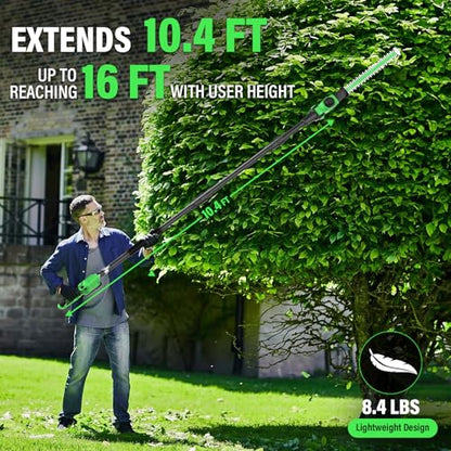 18-Inch 20V Cordless Pole Hedge Trimmer with Extension Pole