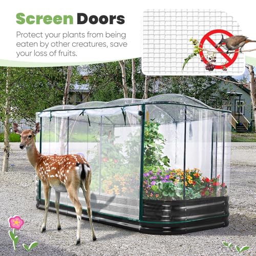 KING BIRD Raised Garden Bed with Cover 94.5x47.2x11.8 in