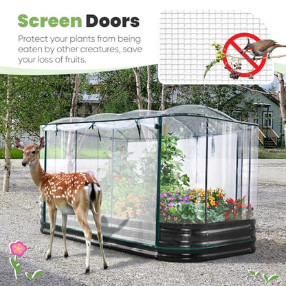 KING BIRD Raised Garden Bed with Cover 94.5x47.2x11.8 in