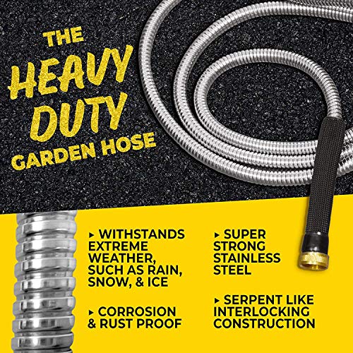 BIONIC STEEL PRO 75 Ft Metal Garden Hose with Brass Nozzle - size: 75 Feet