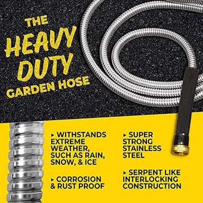 BIONIC STEEL PRO 75 Ft Metal Garden Hose with Brass Nozzle - size: 75 Feet