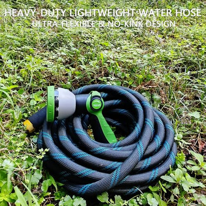 Junredy 75 FT Garden Hose, Flexible Water Hose with 10-Function Sprayer - color: Black Blue, size: 75