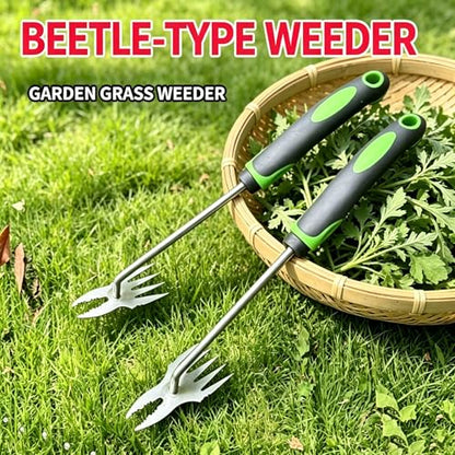Stainless Steel Weeding Rake Heavy Duty Comfort Grip Gardening Tool for Root Weed Removal