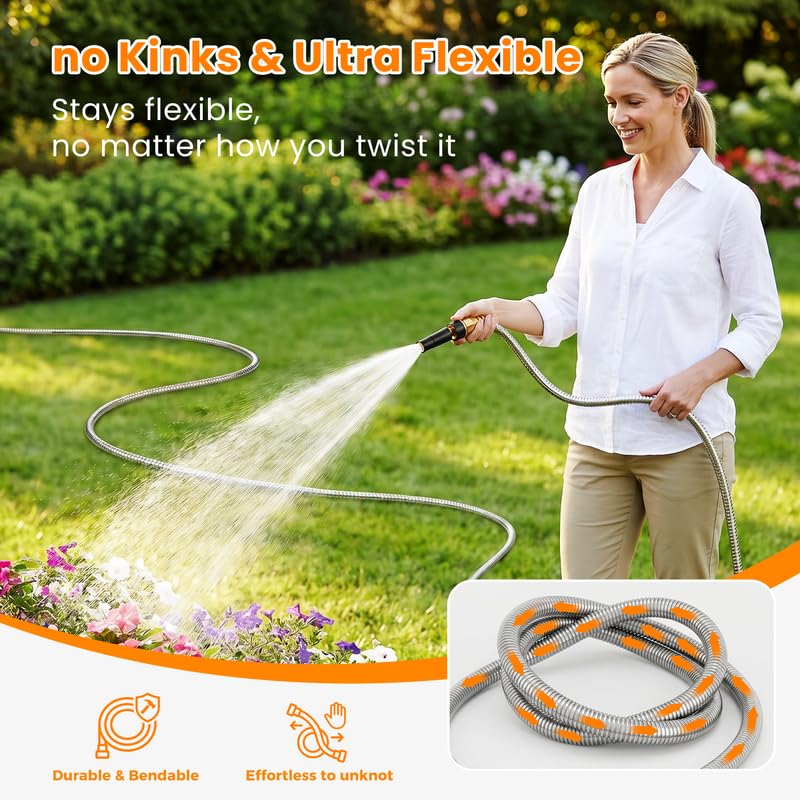 Rosy Earth 100 FT Garden Hose Expandable, 304 Stainless Steel Water Hose - size: 100FT