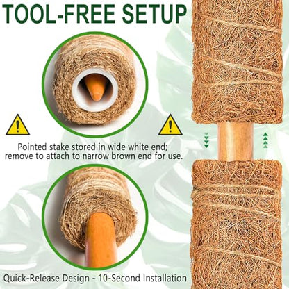 Soupiar 2 Pack 22 Inch Stackable Moss Pole - Thick & Sturdy Natural Coir Totem Plant Support & Garden Stakes for Monstera & Pothos, Indoor Climbing Vining Houseplants, 38" H Max - color: 2 × 22 Inch