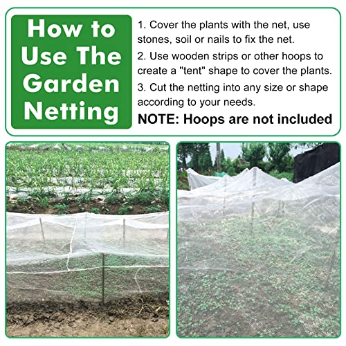 Unves 10'x12'Garden Netting, Bird Mosquito Netting Row Covers Bird Net - size: 10 x 12 Ft x 1 pc