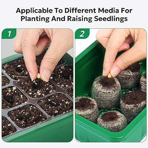 MIXC 10 Pack Seed Starter Tray, 120Cell Stater Kit with Humidity Dome Green - color: Green, size: 12 Cell