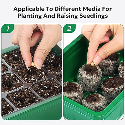 MIXC 10 Pack Seed Starter Tray, 120Cell Stater Kit with Humidity Dome Green - color: Green, size: 12 Cell
