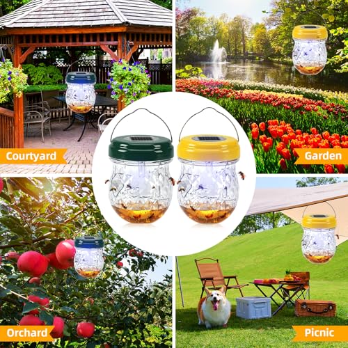 4 Pack Solar Wasp Traps Outdoor Hanging, Bee Traps for Outside