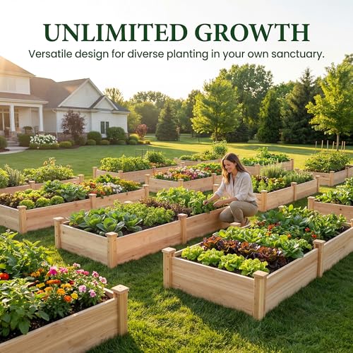 Raised Garden Bed Wooden Planter Box for Vegetables/Flowers, Wood - color: Natural Wood