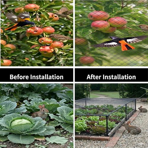 Junflying Bird Netting 15x40 Ft, 1/2" Mesh Heavy Duty Garden Netting - size: 15X40 FT
