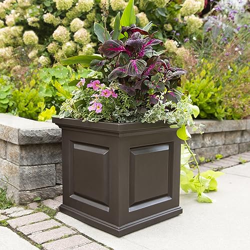 Mayne Nantucket 20in Self-Watering Square Planter, Espresso - color: Espresso