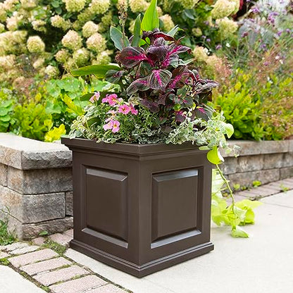 Mayne Nantucket 20in Self-Watering Square Planter, Espresso - color: Espresso