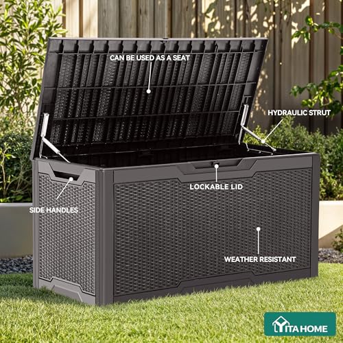 YITAHOME 100 Gallon Large Deck Box - color: Dark Brown