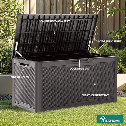 YITAHOME 100 Gallon Large Deck Box - color: Dark Brown