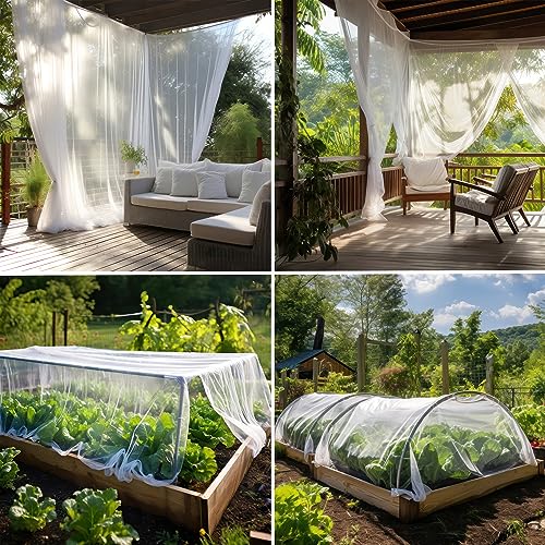 White DIY Mosquito Net Fabric | 10x20 FT Netting 2 Pack | Insect Cover - color: White, size: 10x20 FT (Pack of 2)