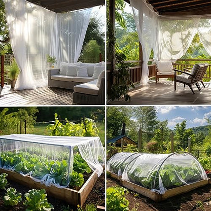 White DIY Mosquito Net Fabric | 10x20 FT Netting 2 Pack | Insect Cover - color: White, size: 10x20 FT (Pack of 2)