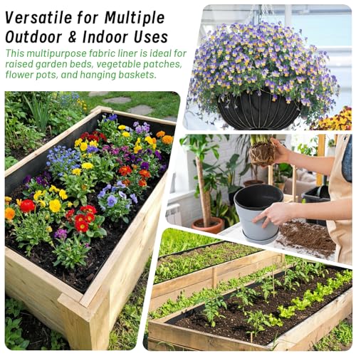 2PCS 63 * 83IN Raised Garden Bed Liner, Non Woven Fabric for Large Veg Trough, Cuttable Plant Liner Keeps Soil Contained & Water Drainage for Outdoor Planter Veg Trough - size: 63 * 83IN