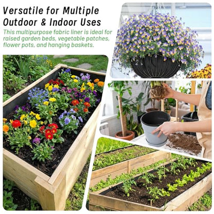 2PCS 63 * 83IN Raised Garden Bed Liner, Non Woven Fabric for Large Veg Trough, Cuttable Plant Liner Keeps Soil Contained & Water Drainage for Outdoor Planter Veg Trough - size: 63 * 83IN
