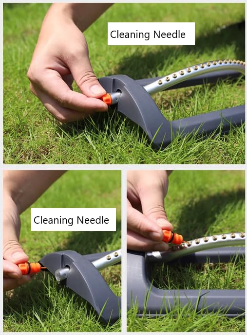 Oscillating Lawn Sprinkler with 19 Hole Brass Nozzles, Covers up to 8-10m, Includes Spray Jet Cleaning Needle