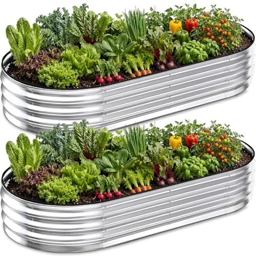 Sweetcrispy Raised Garden Bed Outdoor, 8x4x1ft 2 PCS Galvanized Planter Box - size: 8×4×1ft (2 pcs)