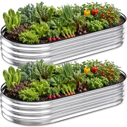 Sweetcrispy Raised Garden Bed Outdoor, 8x4x1ft 2 PCS Galvanized Planter Box - size: 8×4×1ft (2 pcs)