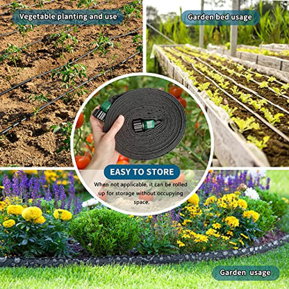 3-Pack Flat Soaker Hose 50 ft for Garden Watering Linkable - size: 50FT 3Pack