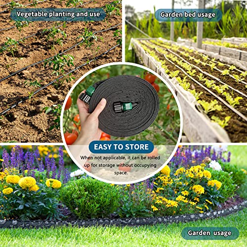 Flat Soaker Hoses for Large Garden 100 ft 2-Pack - size: 100FT 2Pack