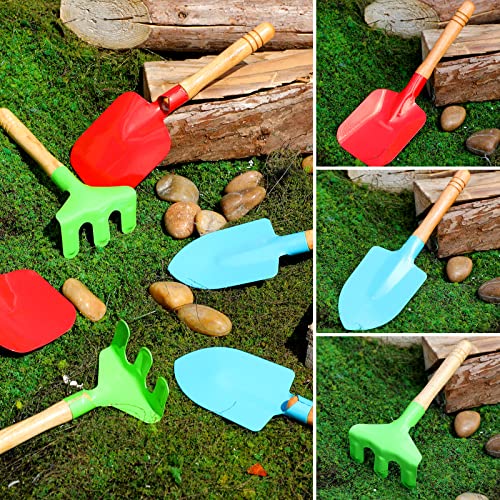 Liliful 60 Pcs Kids Gardening Tools Set Garden Shovel Rake Trowel Tote Bags