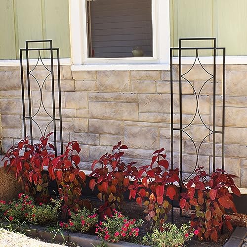Sunnydaze 60" Black Metal Garden Trellis for Climbing Plants, 2-Pack - style: Chic Diamonds - 60"
