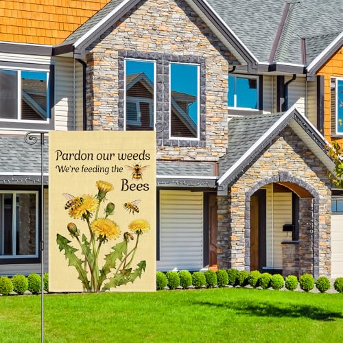 Perfectinsoy Pardon Our Weeds We're Feeding the Bees Garden Flag 12x18 - color: Beige70