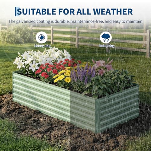 Garvee 2PCS 8x4x2ft Galvanized Raised Garden Bed, Outdoor Planter Box - color: Green-rect., size: 8x4x2ft 2pcs