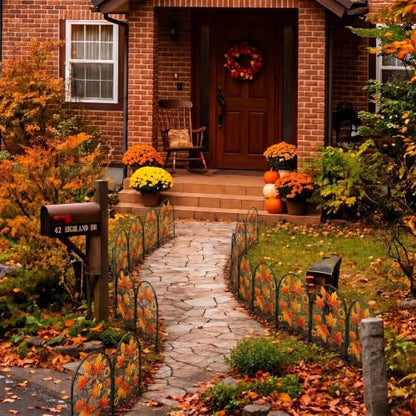 Yaocom 6 Pack Maple Leaf Garden Fence, 16.5" H x 11.8" W Fall Garden Stake - style: Maple Leaves