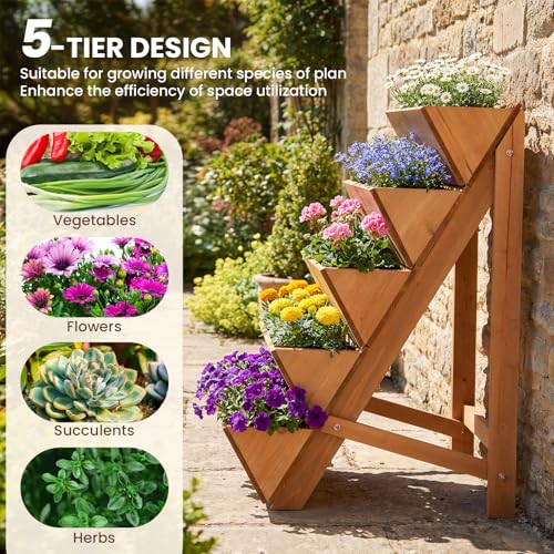 HAPPYGRILL 5-Tier Vertical Raised Garden Bed with Legs - size: 5-Tier