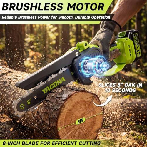 2-In-1 Cordless Pole Saw & Mini Chainsaw, 8" Pole Saws For Tree Trimming