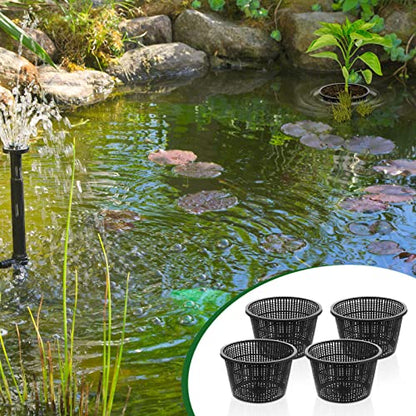 Roshtia 4 Pcs 8.35 Inch Hydroponic Baskets, Aquatic Black Mesh Net Pot