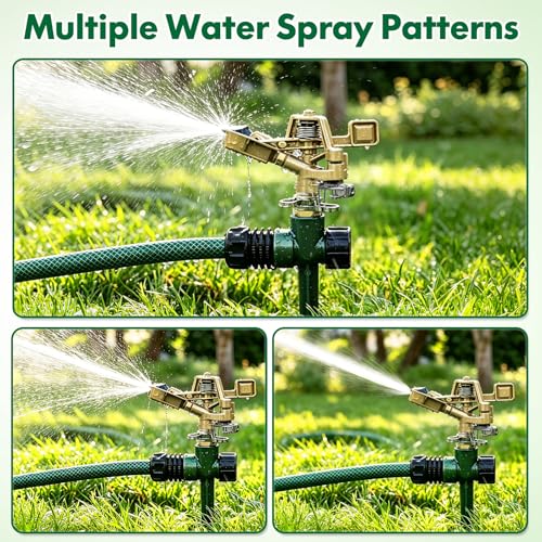 2 Pack Metal Impact Sprinkler for Yard, 360° Large Area Coverage