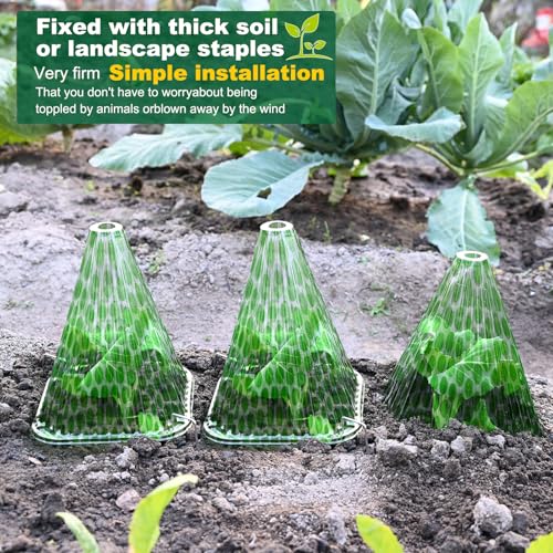 Fshow 40 Pack Garden Cloches for Plants, Reusable Bell Plant Cover, Plant Covers Protectors from Animals Snails/Birds/Chickens/Insect(Diameter:7.5" Height: 9") - color: dark green 40pcs
