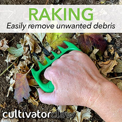 Bear Paws Cultivator Claw - Ergonomic Gardening Tools - Hand Held Garden Tool - Hand Rake - Strong Nylon Weeder - Manual Weeding, Aerating, Cultivating… - color: green