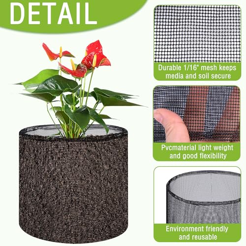 4 Pcs Aquatic Pond Planting Bags, Reusable Mesh Water Garden Pond Plant Pot - color: Black, size: Round