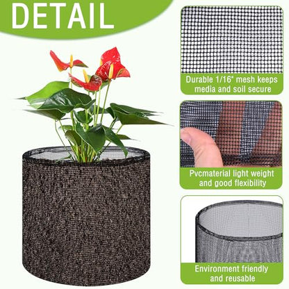 4 Pcs Aquatic Pond Planting Bags, Reusable Mesh Water Garden Pond Plant Pot - color: Black, size: Round