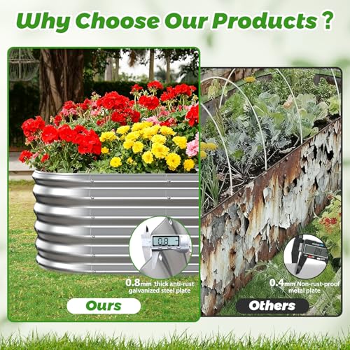 17" Tall Oval-Shaped / Elliptic Metal Raised Garden Bed Outdoor Silver - color: Silver, size: 48X24X16.5 Inches