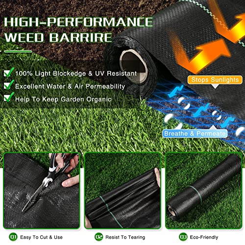 Weed Barrier Landscape Fabric Heavy Duty, 1.3FT x 50FT Thicken Garden Fabric Weed Mats, Weed Control Garden Cloth, Woven Geotextile Fabric for Garden Beds, Underlayment, Commercial Driveway - color: 1.3X50FT