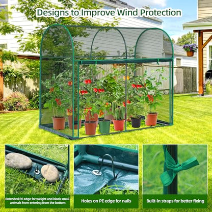 Ohuhu Crop Cages for Garden Plant: 6x3x5 Ft Tent Cage, Plant Netting Cover with Zipper, Garden Bed Cover, Plant Cover from Animal Wind-Resistant Garden Cage for Fruit Vegetable Flower - size: 6' x 3' x 5'