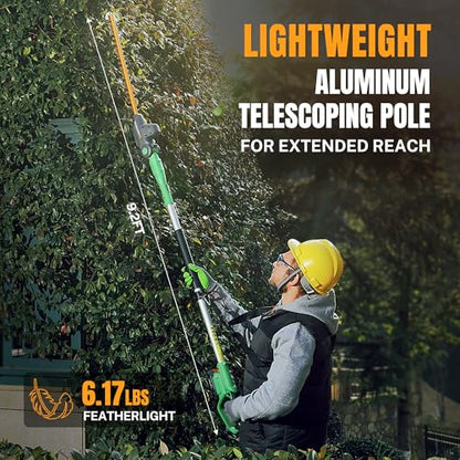 WORKPROX 20V Cordless Pole Hedge Trimmer, 9.2-Ft Reach, 11-Angle Head